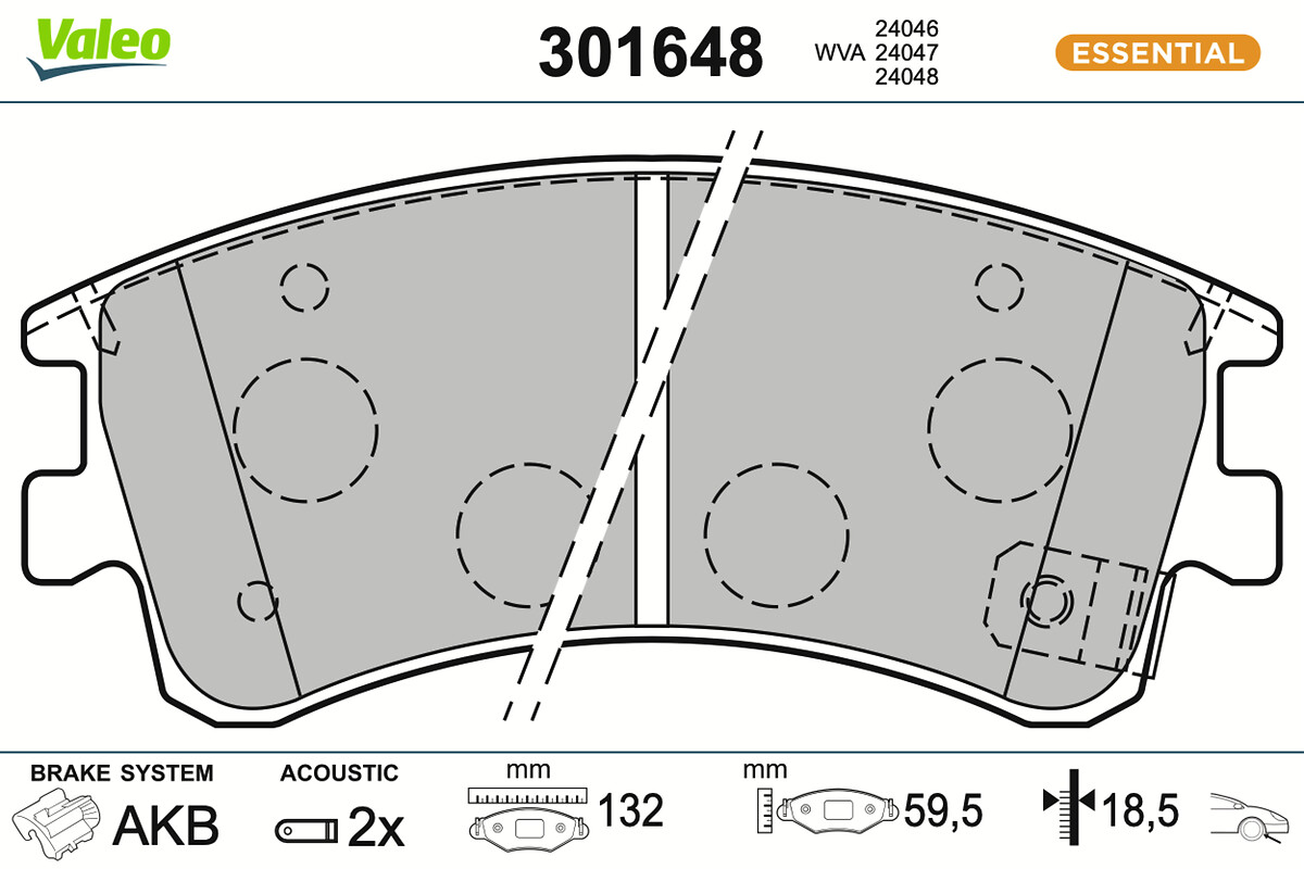 Jeu de 4 plaquettes de frein VALEO ref. 301648